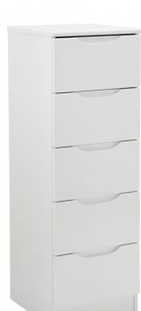 Image of Legato 5 Drawer Tallboy - White Gloss