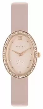 Image of Radley RY21364 Womens Oval Crystal Set Pink Strap Watch
