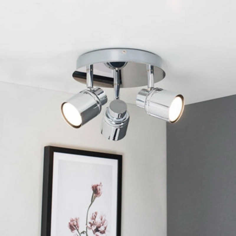 Image of ValueLights ValueLights Benton Spotlight IP44 Bathroom 3 Way Ceiling Light with Cool LED Bulbs in Silver Silver One Size Unisex 5016529059295