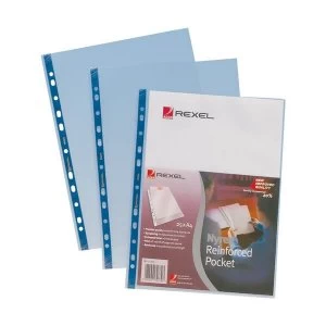 Image of Rexel Nyrex A4 Reinforced Top Opening Pockets Pack of 25