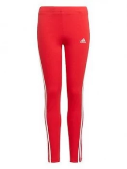 Image of adidas Girls Junior 3-Stripes Leg Tight - Red/White, Size 9-10 Years, Women