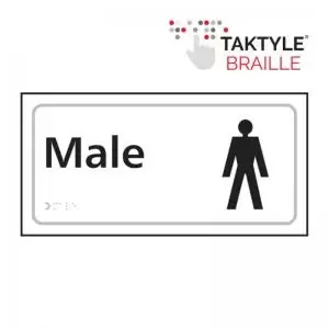 Image of Male&rsquo; Sign; Self Adhesive Taktyle; White 300mm x 150mm