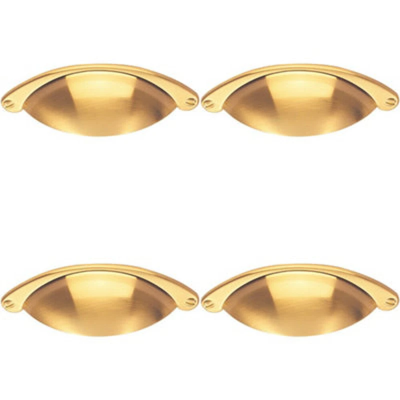 Image of Loops 4x Traditional Cup Pull Handle 104 x 26mm 64mm Fixing Centres Satin Brass Metallics unisex