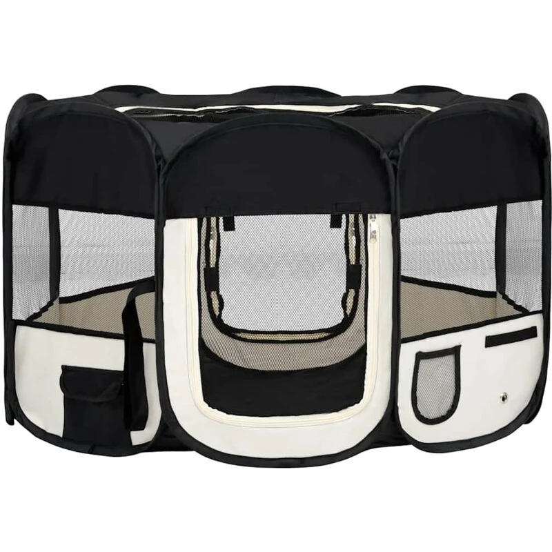 Image of VIDAXL Foldable Dog Playpen with Carrying Bag Black 125x125x61cm Vidaxl 8720286204849