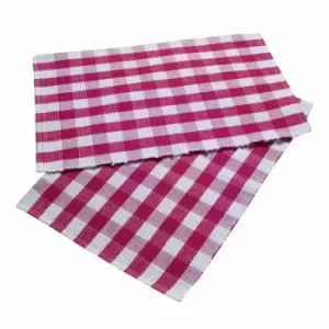 Image of Homescapes - Pink Block Check Cotton Gingham Placemats, Set of 2