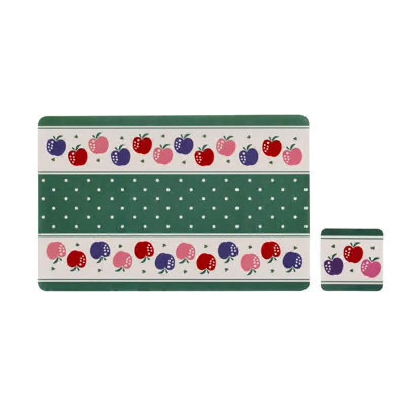 Image of Premier Housewares Placemat & Coaster Set Set of 4 Candy Apple Placemats And Coasters Multi