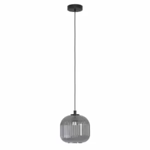 Image of Eglo Rounded Textured Black Glass Single Pendant