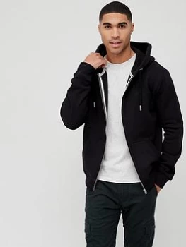 Image of Superdry Orange Label Classic Zip Thru Hoodie - Black, Size S, Men