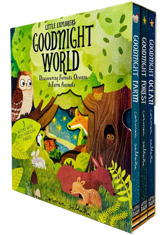 Image of Peep Inside Goodnight World Little Explorers Series 3 Books Collection Box Set Board book Little Tiger Books