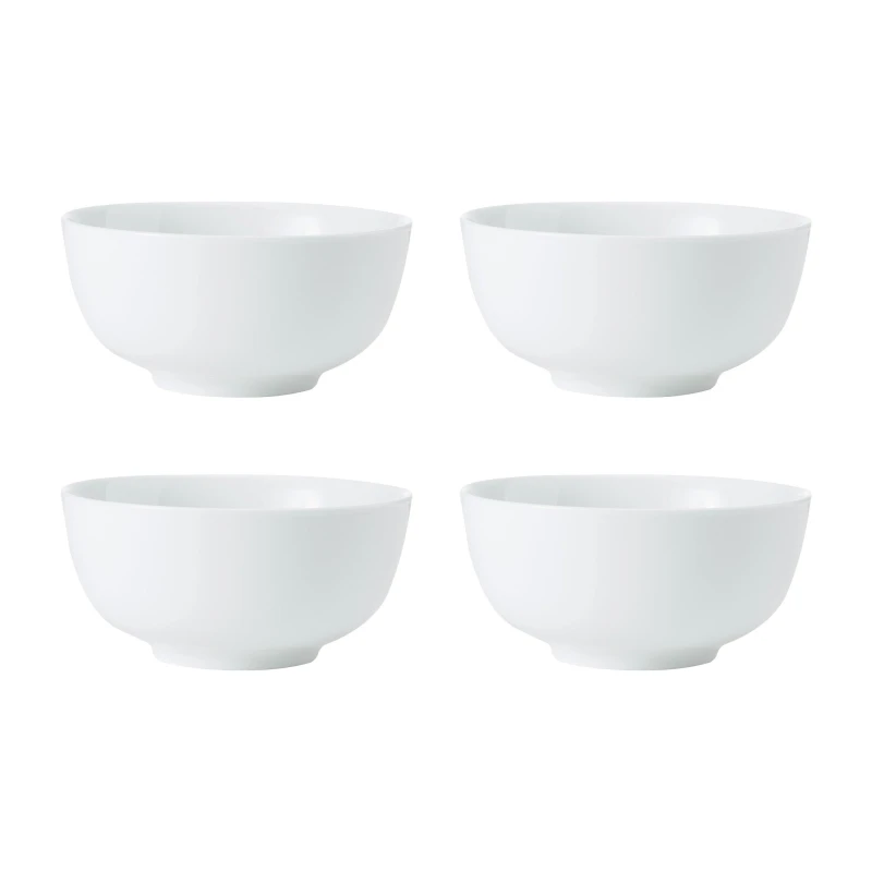 Image of Mikasa Chalk Porcelain Cereal Bowls, Set of 4, 14cm, White White