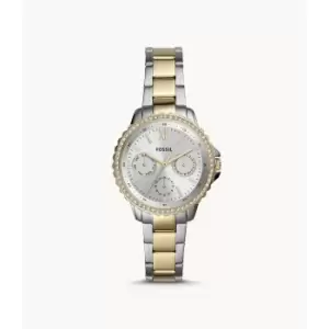 Image of Fossil Womens Izzy Multifunction Two-Tone Stainless Steel Watch - 2T Silver/Gold