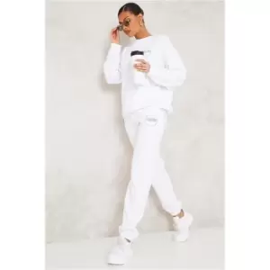 Image of I Saw It First White Circle Logo Tie Waist Joggers - White
