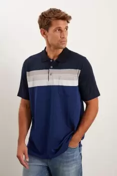Image of Mens Navy Multi Block Polo