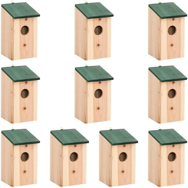 Image of VIDAXL Bird Houses 10 pcs Solid Firwood 12x12x22cm Vidaxl 8720286182598