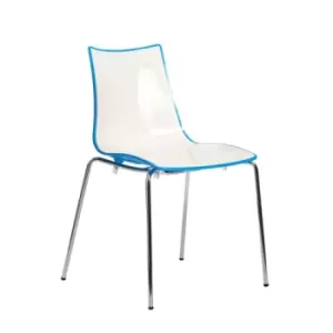 Image of Gecko shell dining stacking chair with chrome legs - blue