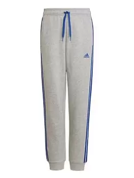 Image of adidas Essentials Kids Boys 3 Stripe Jogging Bottoms - Light Grey, Light Grey, Size 5-6 Years
