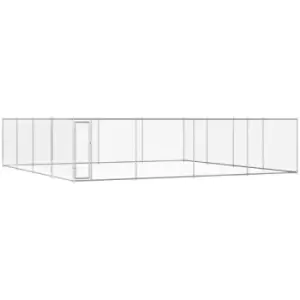 Image of Vidaxl - Outdoor Dog Kennel Galvanised Steel 760x760x185cm Silver