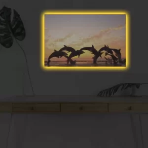 Image of 4570DHDACT-049 Multicolor Decorative LED Lighted Canvas Painting