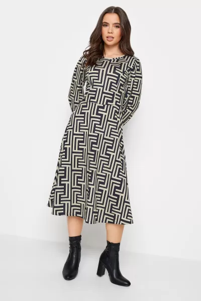 Image of Petite Geometric Print Midi Dress