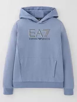 Image of EA7 Emporio Armani Boys Visibility Logo Hoodie - Country Blue, Country Blue, Size 10 Years