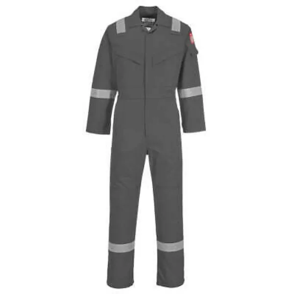 Image of Biz Flame Mens Aberdeen Flame Resistant Antistatic Coverall FR50GRT5XL Colour: Grey
