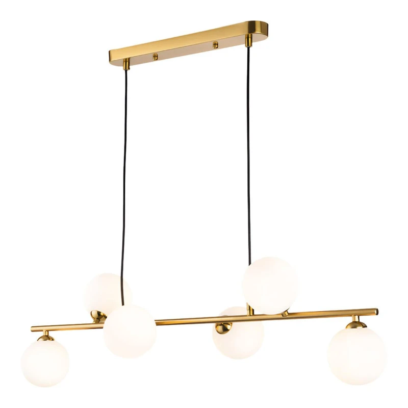 Image of Firstlight Groves 6-Light Pendant Bar Light Opal in Brushed Brass