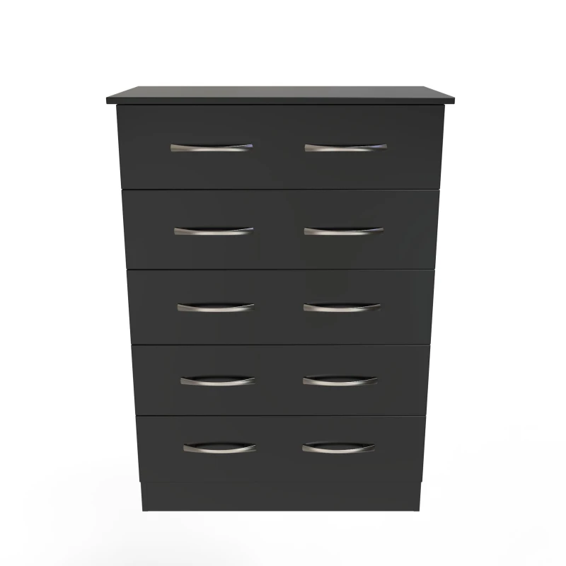 Image of Ready Assembled 2 U Hampshire 5 Drawer Chest (Ready Assembled) in Black Unisex
