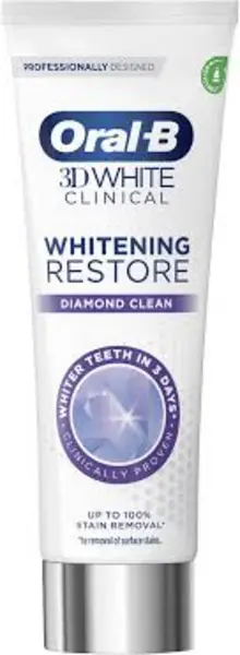 Image of OralB 3D White Clinical Whitening Restore Diamond Clean Toothpaste 70ml