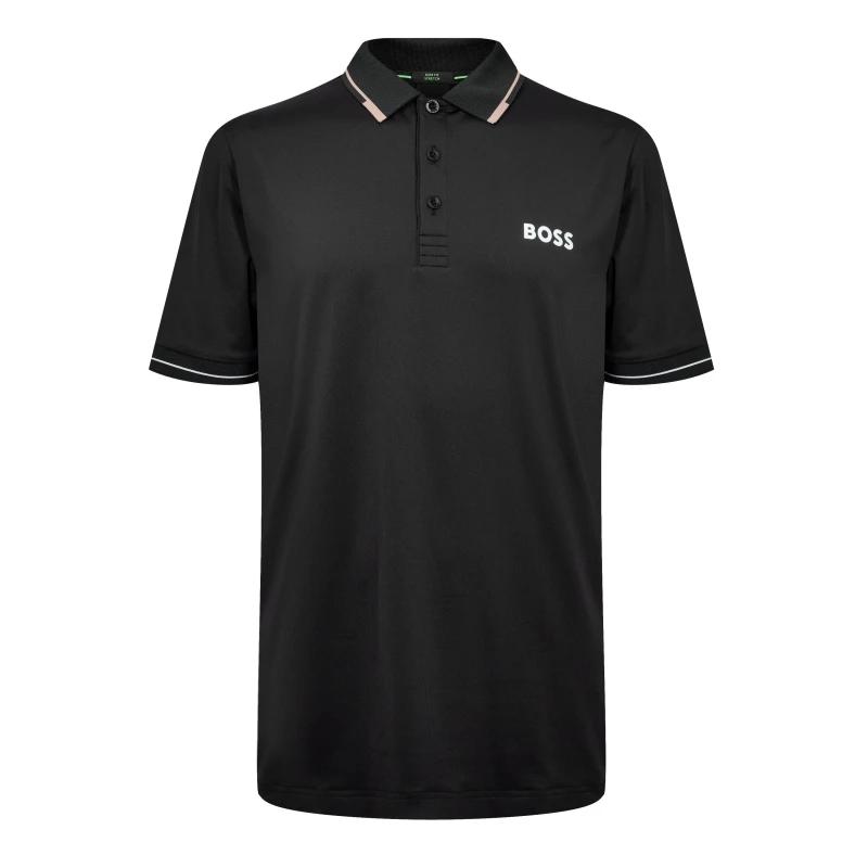 Image of Boss Mens Paul Pro Performance Short Sleeve Polo Shirt Black 005 male M