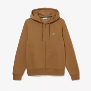 Image of Lacoste Logo Zip Hoodie - Brown