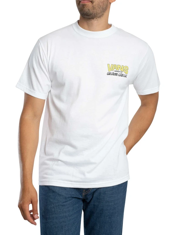Image of Vans Shop Front Back Graphic T-Shirt White/Sunny Yellow S