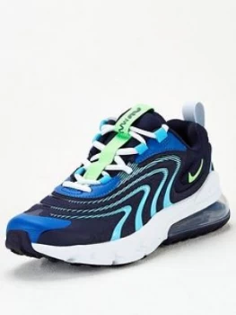 Image of Nike Air Max 270 React Eng Junior Trainer - Black Blue