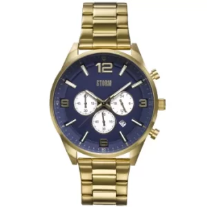 Image of Mens Storm Storm Chronotron Gold Blue Alarm Chronograph Radio Controlled Watch