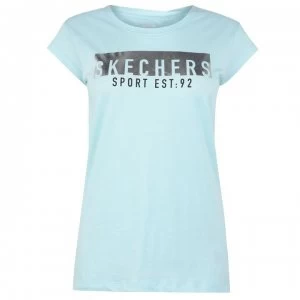 Image of Skechers Print T Shirt - Aqua Blue