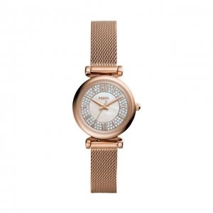 Image of Fossil White And Rose Gold 'Carlie Mini' Dress Watch - ES4836
