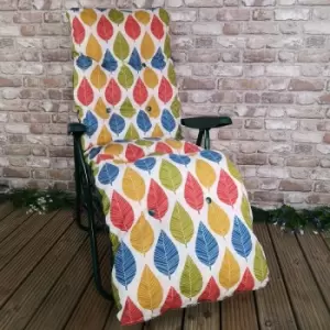 Image of Padded Outdoor Garden Patio Recliner / Sun Lounger - Palma Leaf