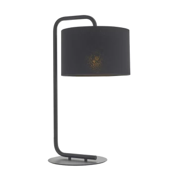 Image of Carrara Table Lamp Satin Black Paint & Black Fabric