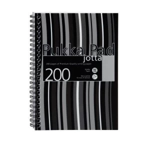 Image of Pukka Pad A5 Jotta Pad Wirebound Polypropylene Cover 200 Pages 80gsm Black Stripe Pack 3
