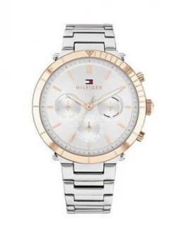 Image of Tommy Hilfiger stainless steel case, carnation gold bezel and bracelet strap watch, One Colour, Women