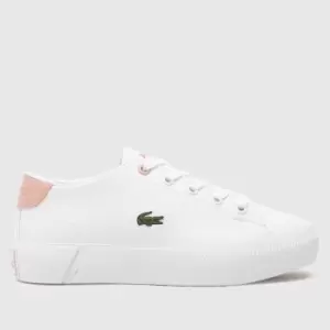 Image of Lacoste White & Pink Gripshot Girls Junior Trainers