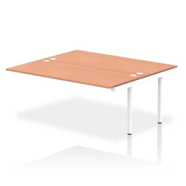 Image of Impulse Bench Dynamic Impulse W1800 x D1600 x H750mm Back to Back Bench Desk 2 Person Extension Kit Beech Finish White Frame - IB00430 IB00430