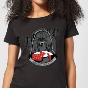 Image of Star Wars Chewbacca Arrrrgh Socks Again Womens Christmas T-Shirt - Black