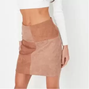 Image of Missguided Colourblock Cord Mini Skirt - Brown