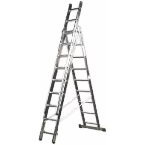 Image of Sealey - Aluminium Extension Combination Ladder 3x9 en 131 ACL3