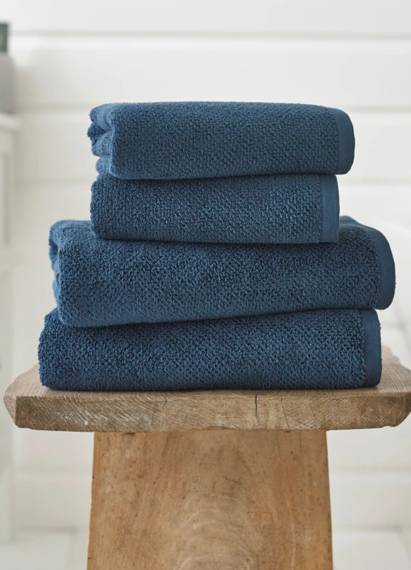 Image of Deyongs Deyongs Romeo Luxury Textured Quik Dri 100% Cotton Towels in Navy Size: Hand Towel Navy Hand Towel Unisex 5054990129642