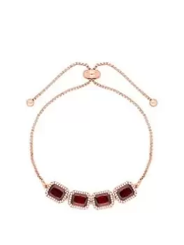 Image of Jon Richard Rose Gold Plated And Cubic Zirconia Garnet Stone Toggle Bracelet, Rose Gold, Women