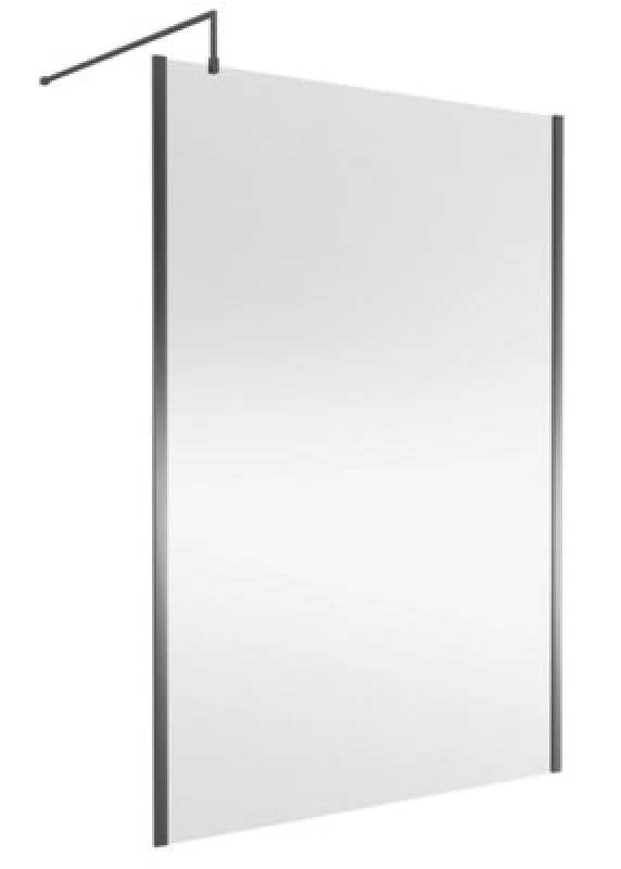 Image of Nuie Wetroom Screen Outer Frame, Durable Frameless Fixed Bathroom Glass Shower Screen In Brushed Pewter Finish, 1400mm
