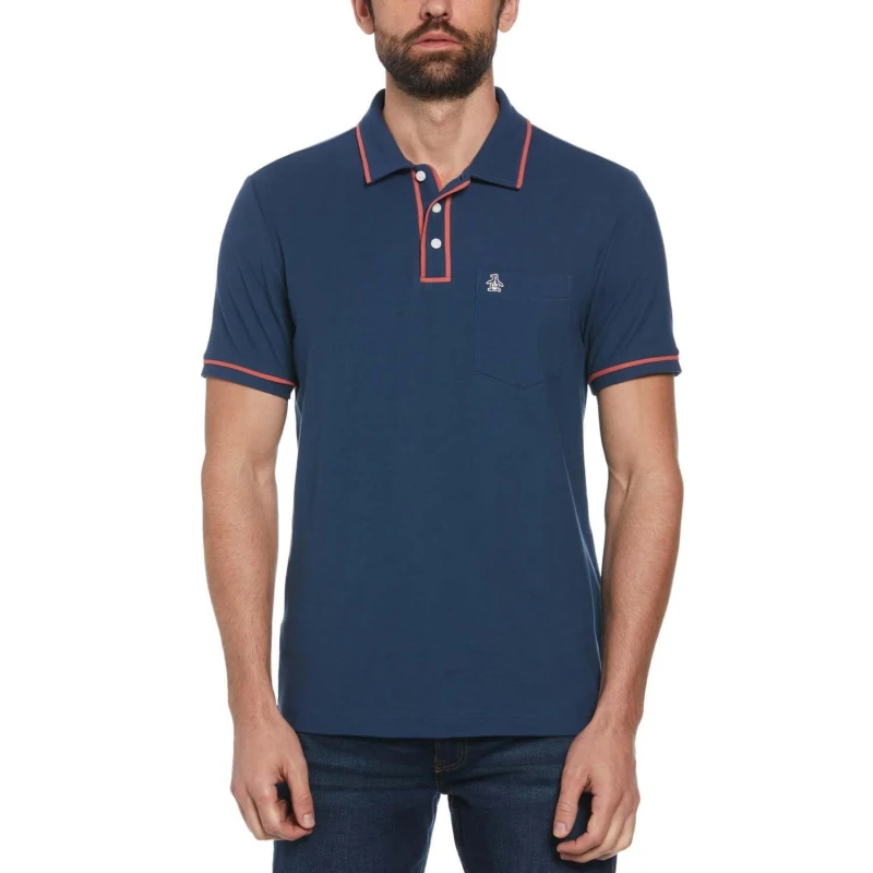 Image of Original Penguin Earl Original Pique Polo Shirt - Blue Blue M