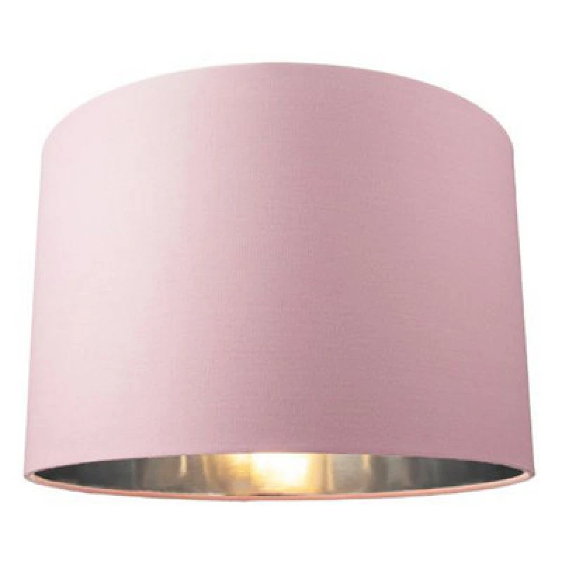 Image of Happy Homewares Contemporary Pink Cotton 12 Table/pendant Lamp Shade With Shiny Silver Inner