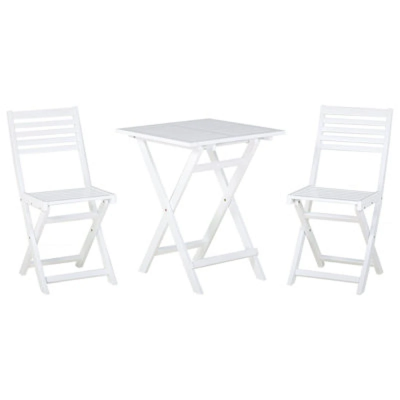 Image of Beliani Bistro Set Folding Fiji Acacia Wood White
